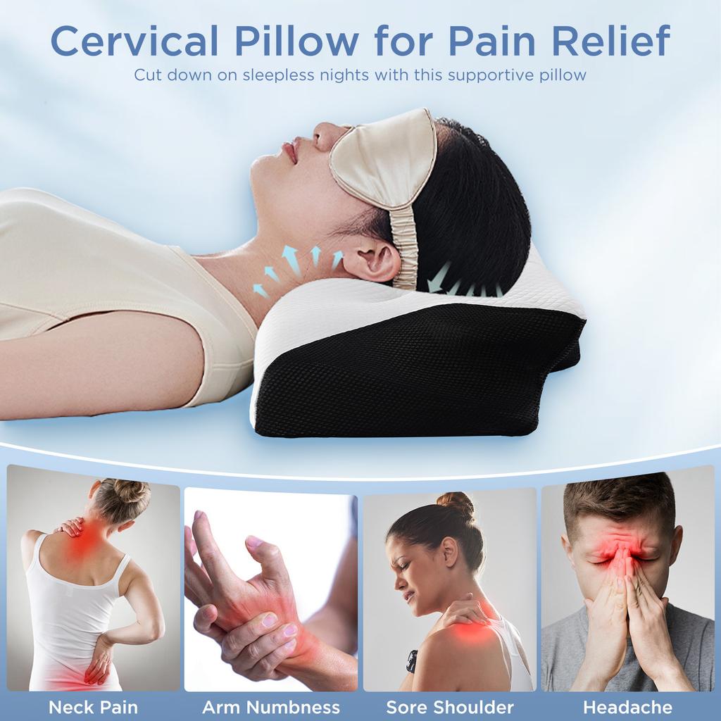 Cervical Pillow With Head And Neck Support Memory Foam Neck Pillow For Sleeping Side And Back Sleeper Gift