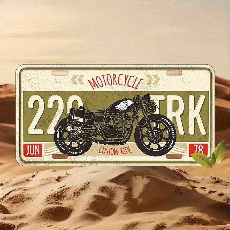 Motorcycle Souvenir License Plate, Metal Auto Wall Decor 15x30cm