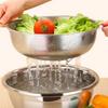 Kitchen Handle Stainless Steel Strainer 2-piece Set Fruit and Vegetable Washing Bowl