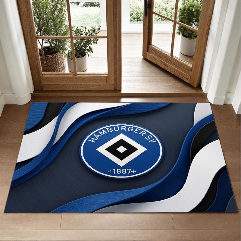 Hamburger SV futbolo dizaino kristalinio veliūro kilimas, minkštas dekoratyvinis kilimėlis miegamojo įėjimui