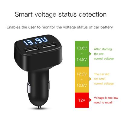 3.1A Dual USB Car Charger 5V Universal 4 In 1 Voltage/temperature/Current Meter Tester Adapter Digital LED Display for Huawei