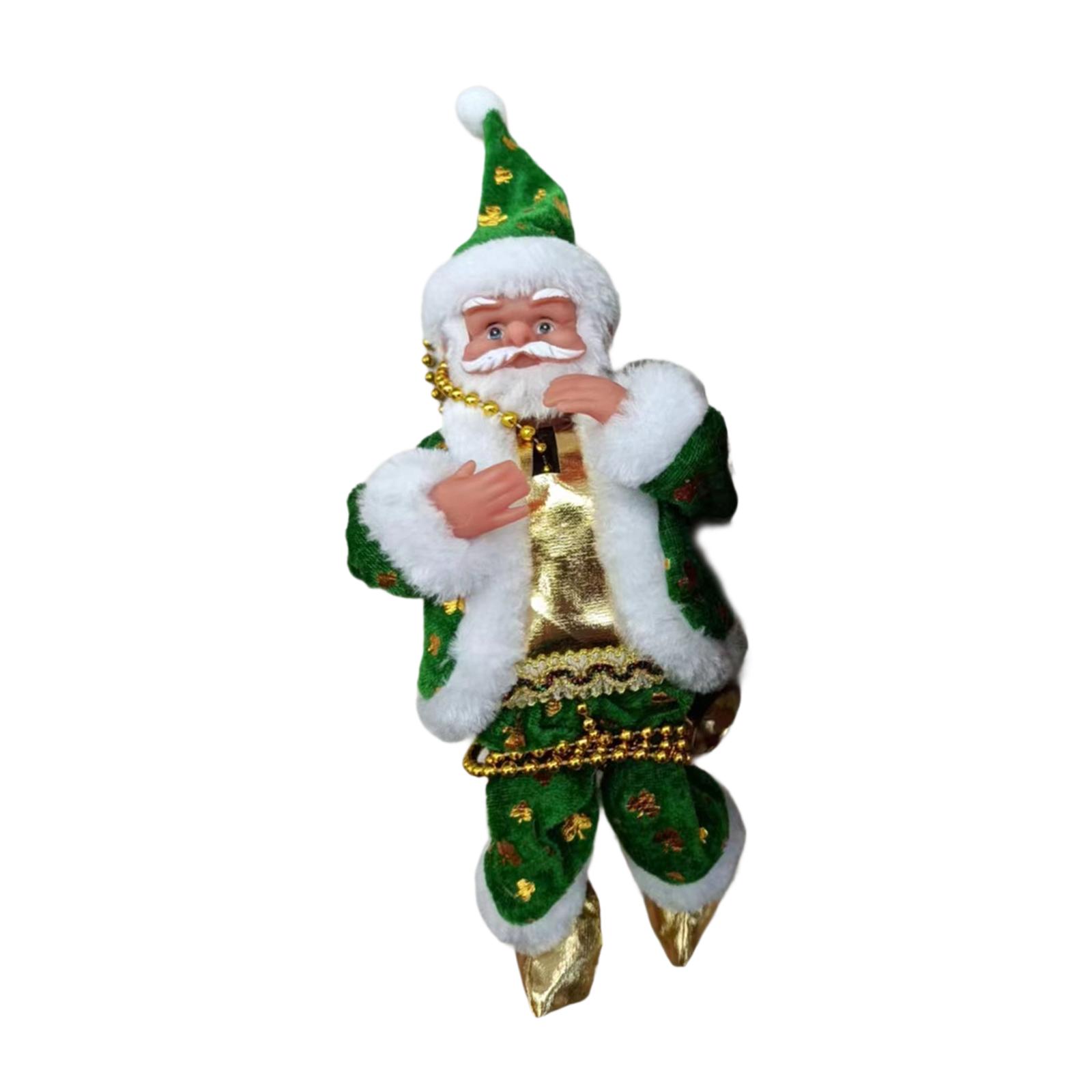 

Climbing Santa Claus on Bead Musical Christmas Tree Ornament for Door Window зелений