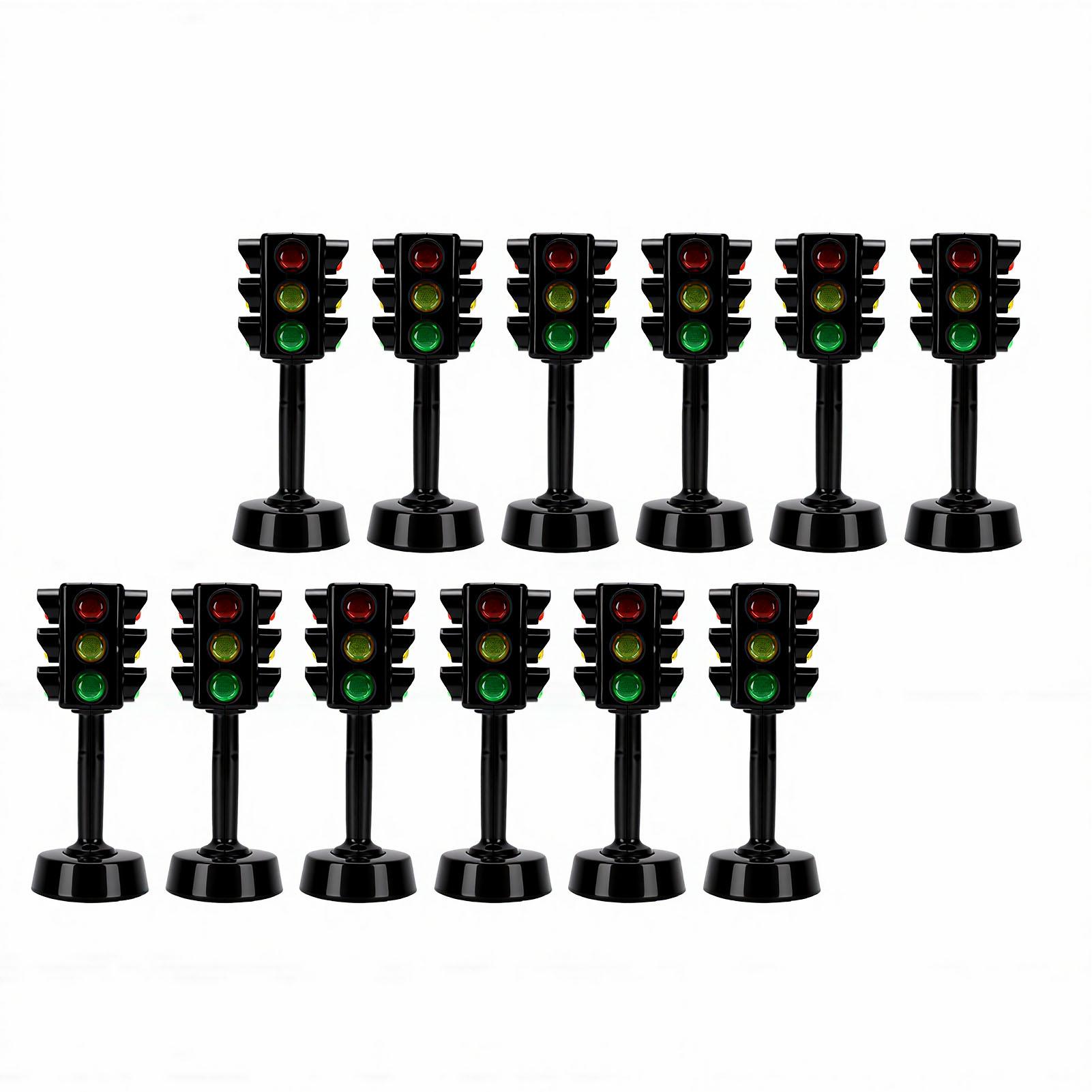 12 Pcs Traffic Light Toy Realistic Mini Traffic Signal Light Lamp for Kids Early Learning