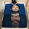 1PC Jeon Jeongguk Print Flannel Blanket, High Quality All Seasons, Home Decor, Warmth and Comfort, Perfect for Christmas Gifts