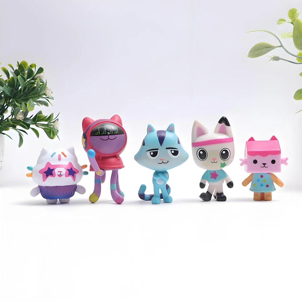 13 Pcs Gabby Dollhouse Anime Figure Toy Car Smiling Cat Hug Gaby Girl Cartoon Dolls Mercat Action Figure Children Present