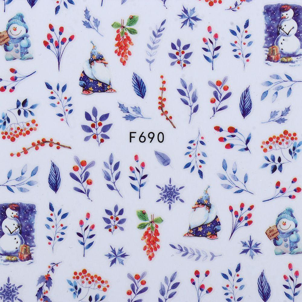 Adhesive Cute Snowman Nail Stickers Snowflake Elk Christmas