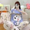 Hot Sale: Thailand Women's Summer Pajamas Set - Short Sleeve, Shorts & Long Pants with Cartoon Design