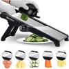 Mandoline Slicer for Kitchen, Vegetable Mandolin Slicer Julienne, Adjustable Thickness by One-Knob Control, with Safety Gloves