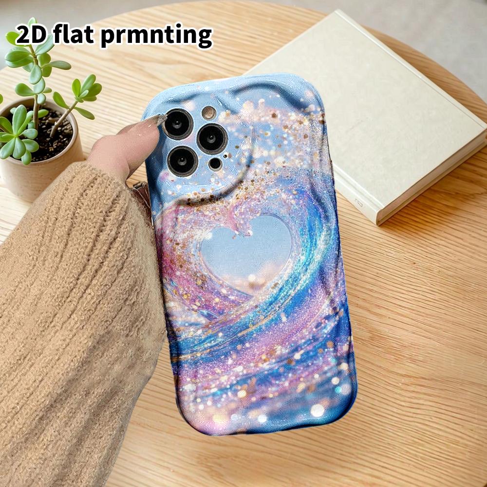 Phone Case: 2D Flat Design Suitable for iPhone 18 17 16 15 14 13 Pro Protective Case, Couple Style, Heart Wave, Christmas and Halloween Gift