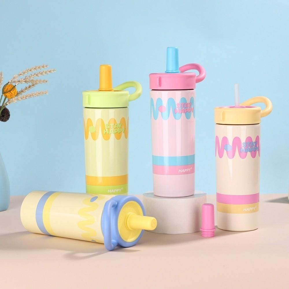 600ml Straw Cup Leak-Proof Vacuum Flask Stylish Stainless Steel Insulated Cup  Outdoor