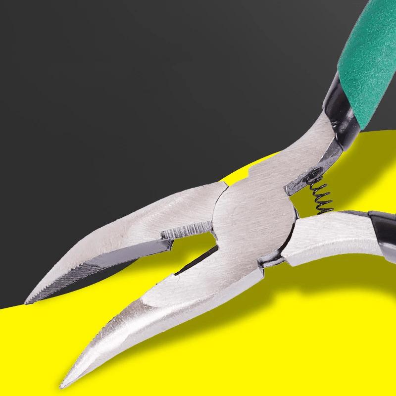 1 buc Clește cu cioc plat curbat, pentru bucle inele, modelare sârmă, inele despicate DIY, fabricare bijuterii, clește de modelare cu șase segmente, înfășurat manual