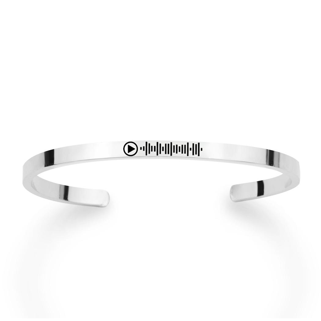 

Персонализированный музыкальный скан-код с гравировкой на браслете из металла, модный браслет-манжета с подвесками для женщин-любовников, лучший серебряный