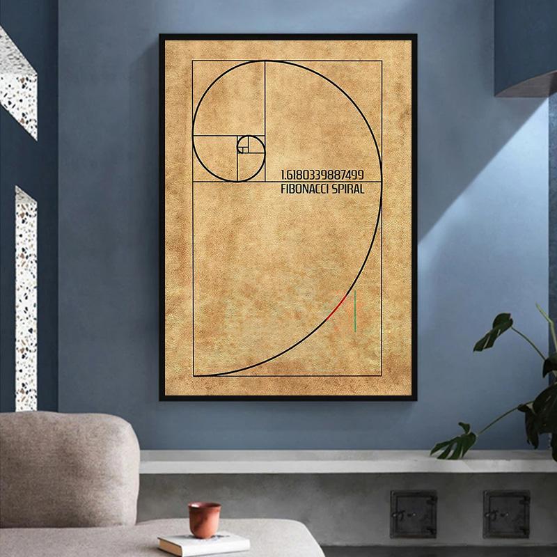 Vintage Fibonacci Spiral Patent Wall Art Canvas Painting Golden Ratio ...