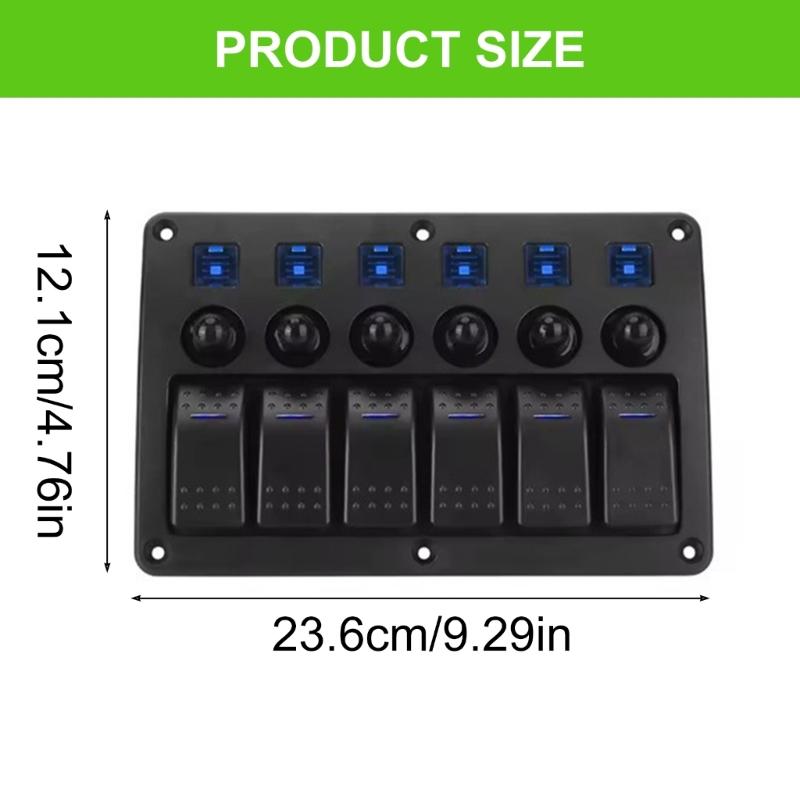 Marine 12V-24V Waterproof 6 Position Rocker Switches Panel Toggle Switches With Electric Safety Waterproof Design