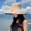 Sunscreen visor hat women's summer vinyl empty top sun hat light big brim face covering foldable bucket hat