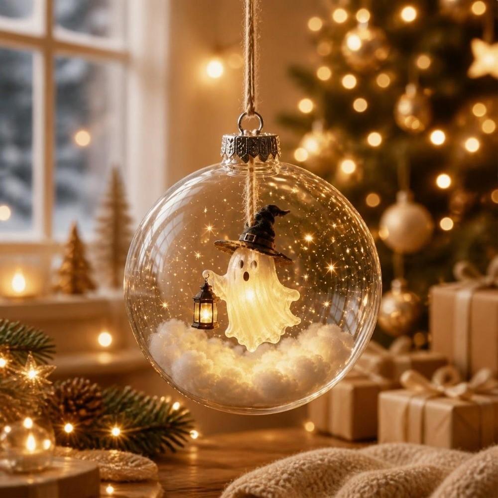 Plastic Halloween Hanging Ball Ornaments Luminous Hanging Ball Ghost Pendant Ball Tree Decoration