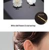 White Camellia Silver Needle Earrings - Elegant High-End Jewelry