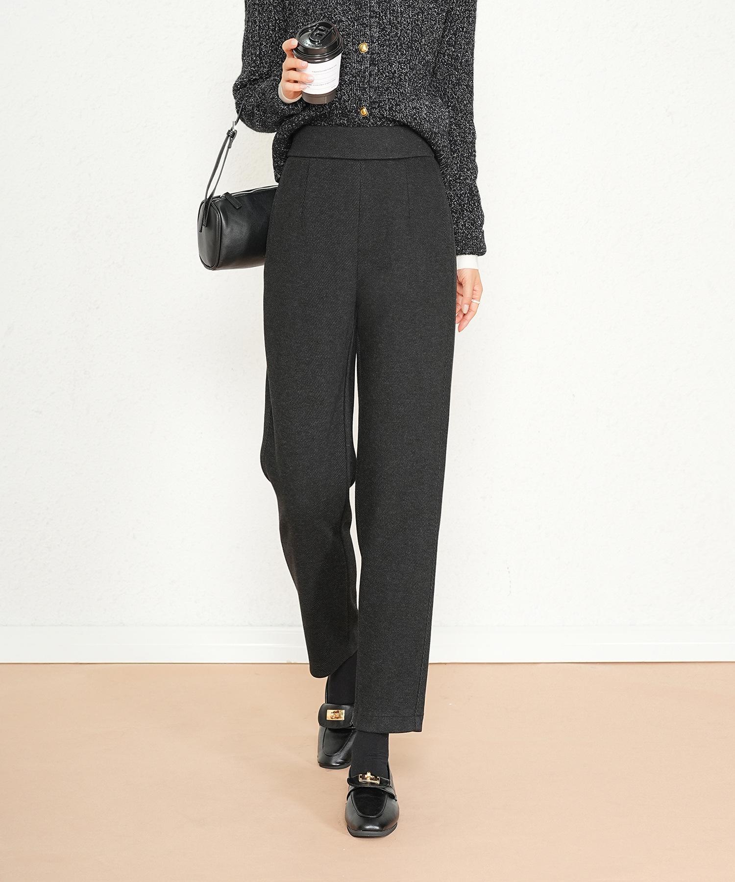 

Женские брюки гарем из шерстяной фланели с высокой посадкой - Облегающий крой, Плюс бархат, Теплые, Повседневные брюки длиной девять точек для зимы 2XL (115-130 kg) чёрный