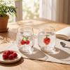 Seasonal Holiday Drinkware for Parties Clear Drinking Glass Cup with 3D Fruit And Christmas Ornaments, Cute Shaped Cups Sparkling Water Heat Resistant