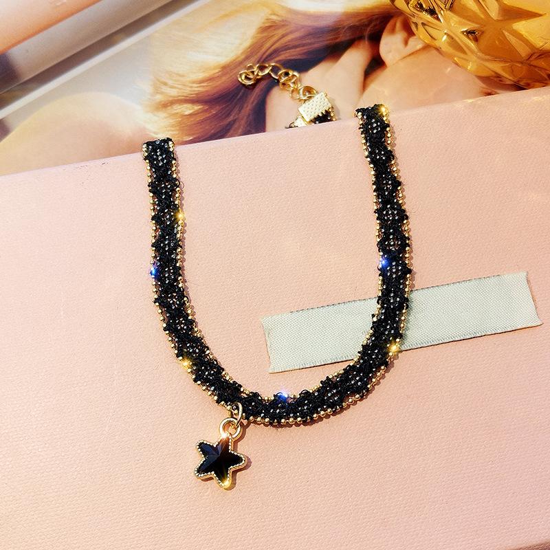 Korean sexy collarbone chain simple short star pendant necklace choker collar neckband necklace crystal
