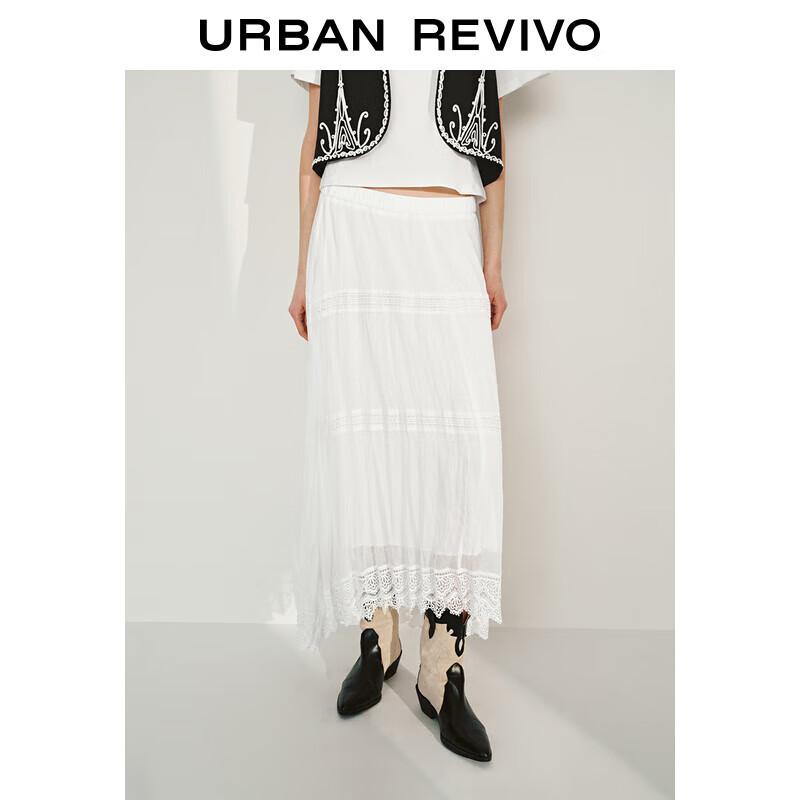 UR Women s 2025 Spring Lace Spliced A-Line Skirt S