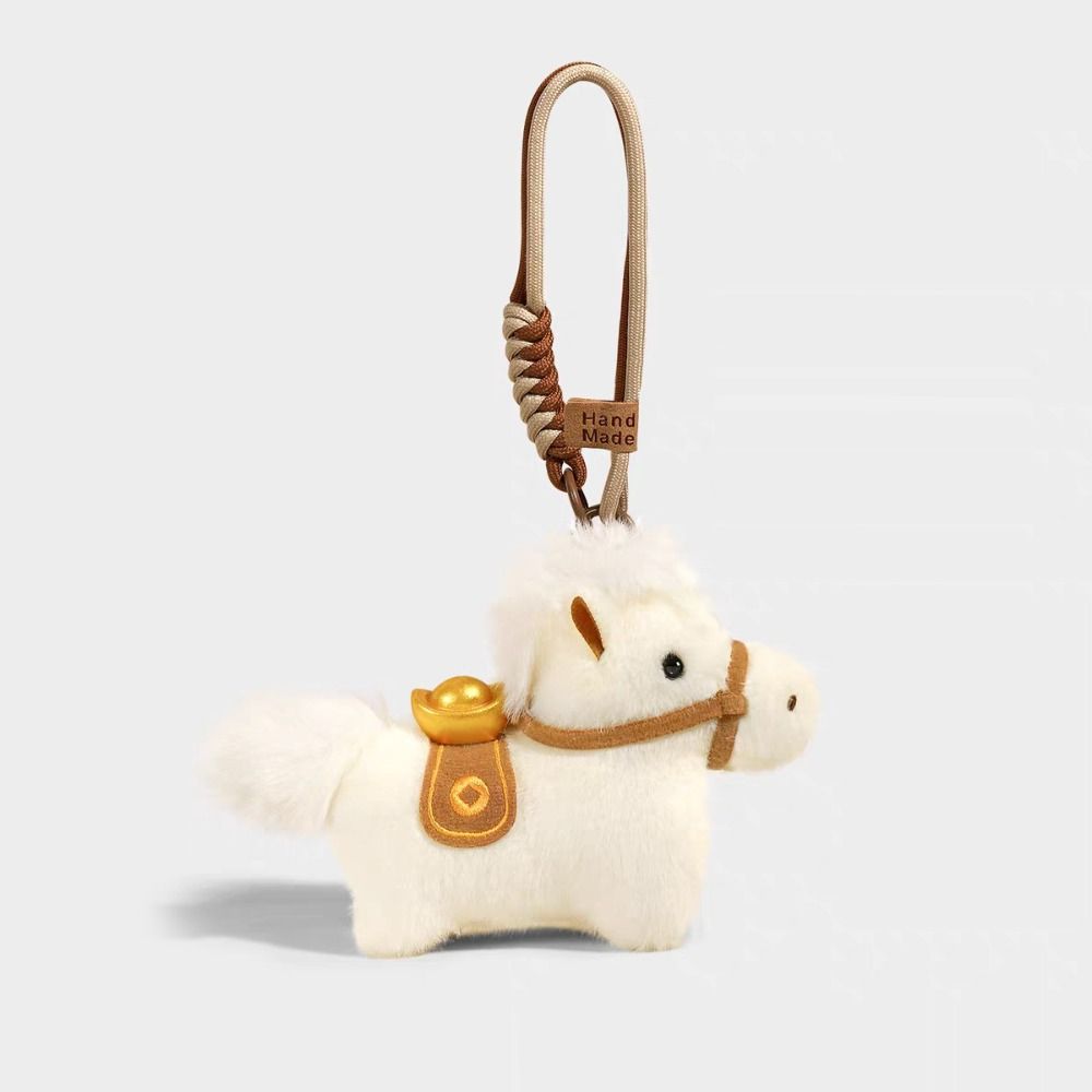 Cute Stuffed Animal Key Ring Creative Chinese New Year Gift Plush Horse Key Chain Birthday Gift