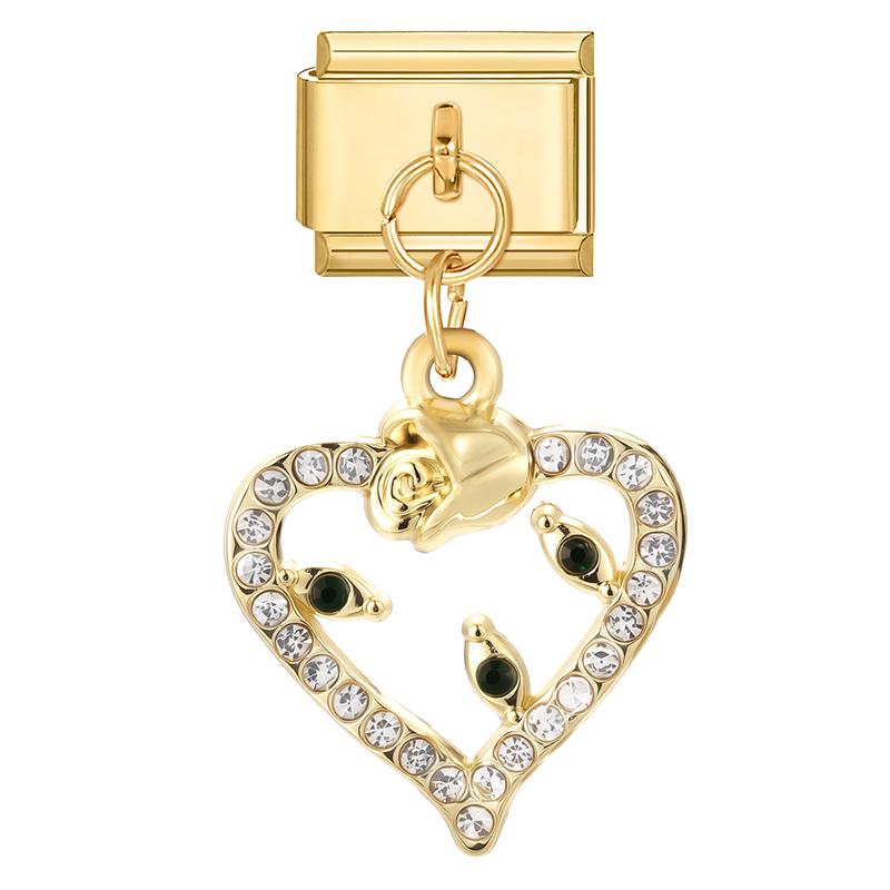 Gold Color Butterfly Bow Knot Star Swallow  Pendant Charm Links Fit 9mm Stainless Steel Bracelet DIY Making Men Women Gift