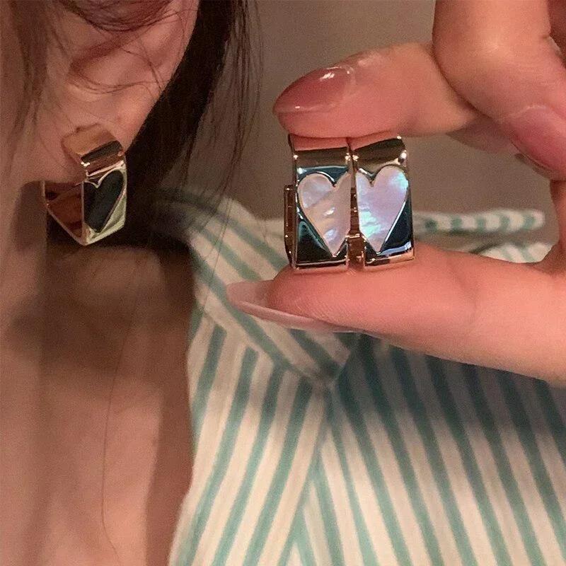 Women Fashion Splice Heart Square Earrings New Design Earring Trend Romantic Unique Love Earrings Jewelry Accessories Gifts