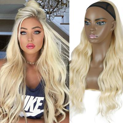 Body Wavy Long Ponytail Extension Synthetic Drawstring Ponytails Clip In Hair Extensions for Women Black Blonde Ponytail