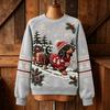 Women's Christmas Print Crewneck Long Sleeve Sweatshirt Casual Holiday Pullover Top