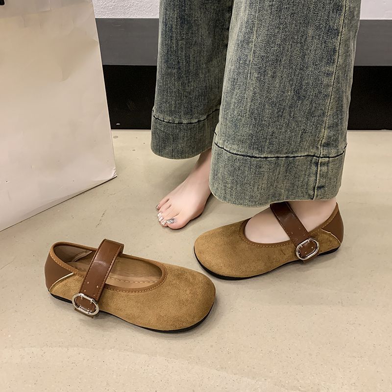 Internet celebrity French retro Mary Jane single shoes fashion two wear flat grandma shoes round head ballet shoes 2025 autumn