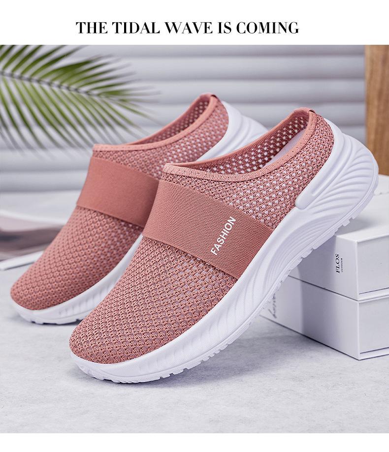 Damen Plus Size Fly-Knit Mesh Slip-On Freizeitschuhe