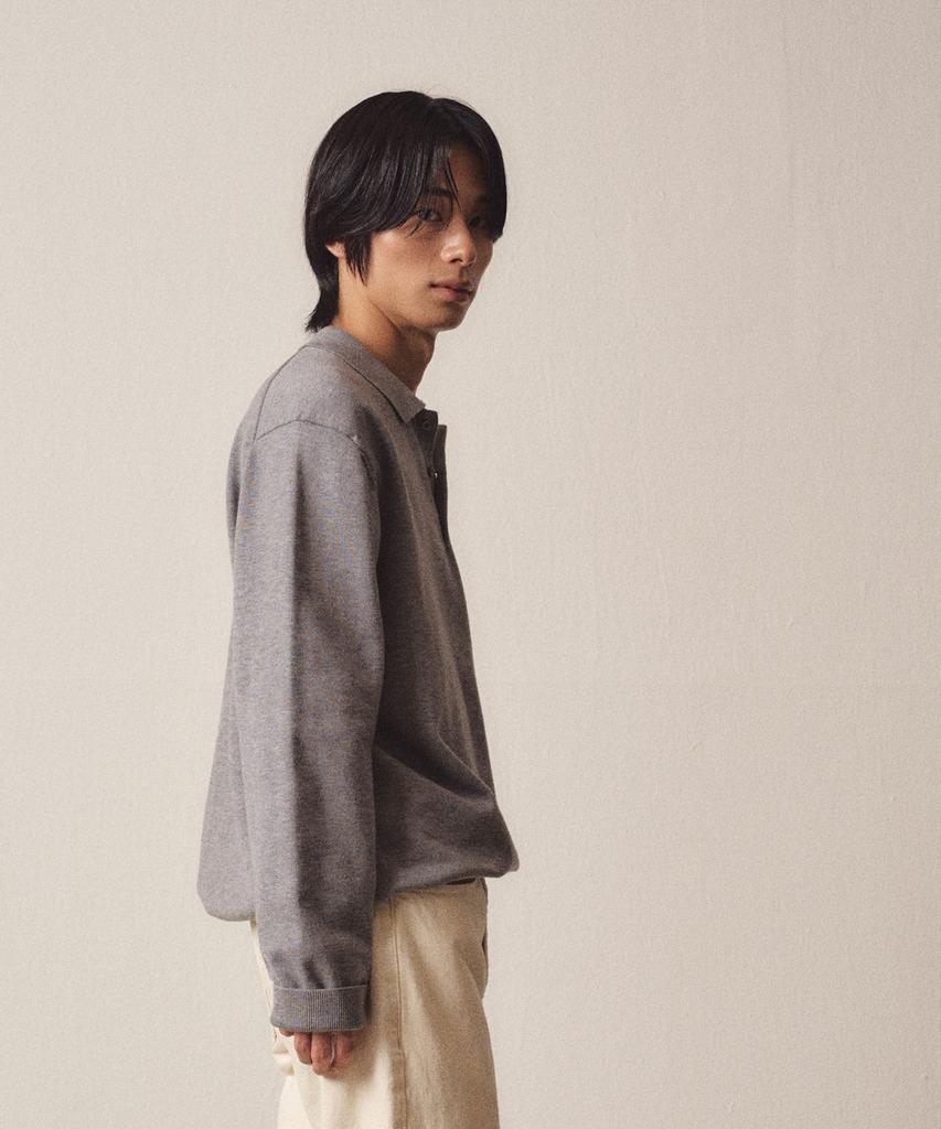 EZIO 3 Buttons Collar Knit_Grey