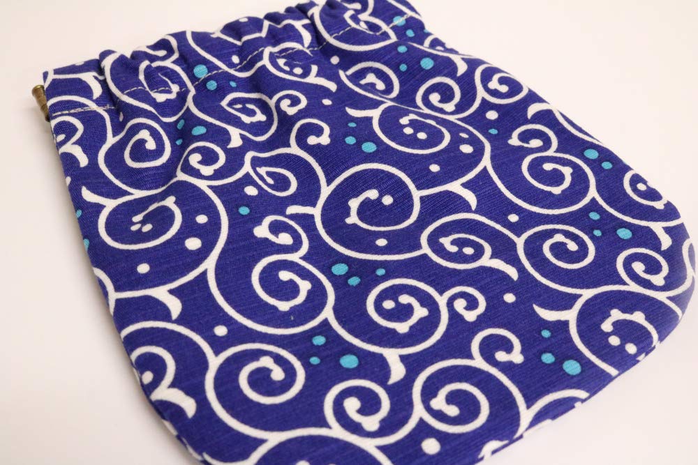 Kyosuke 16 X Dot Arabesque Navy Blue Japanese-made Spring-Cloth Pouch, 12cm, Pattern,