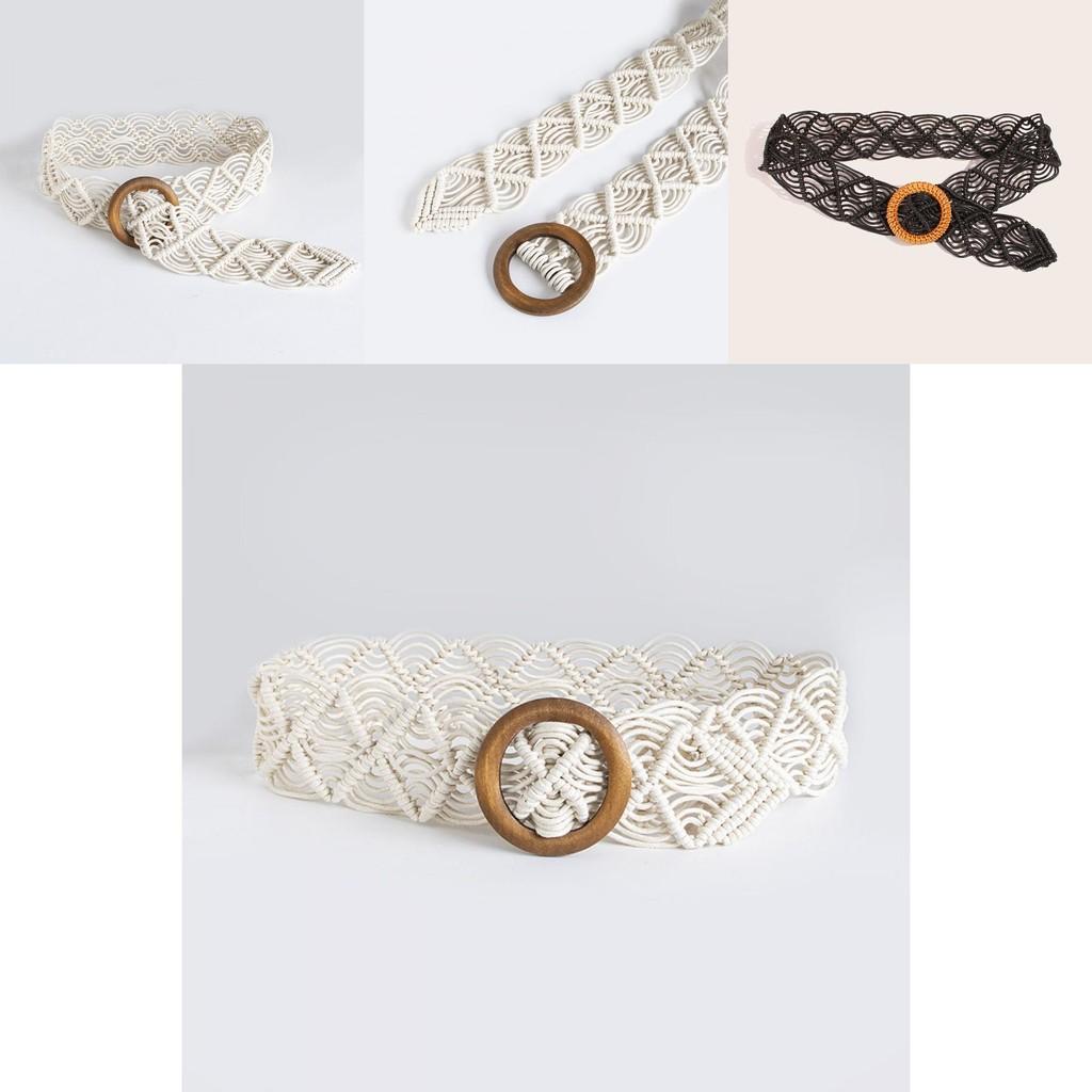 Ethnic Style Handmade Woven Waist Belt For Women With Hollow Carved Design For Dresses And Skirts