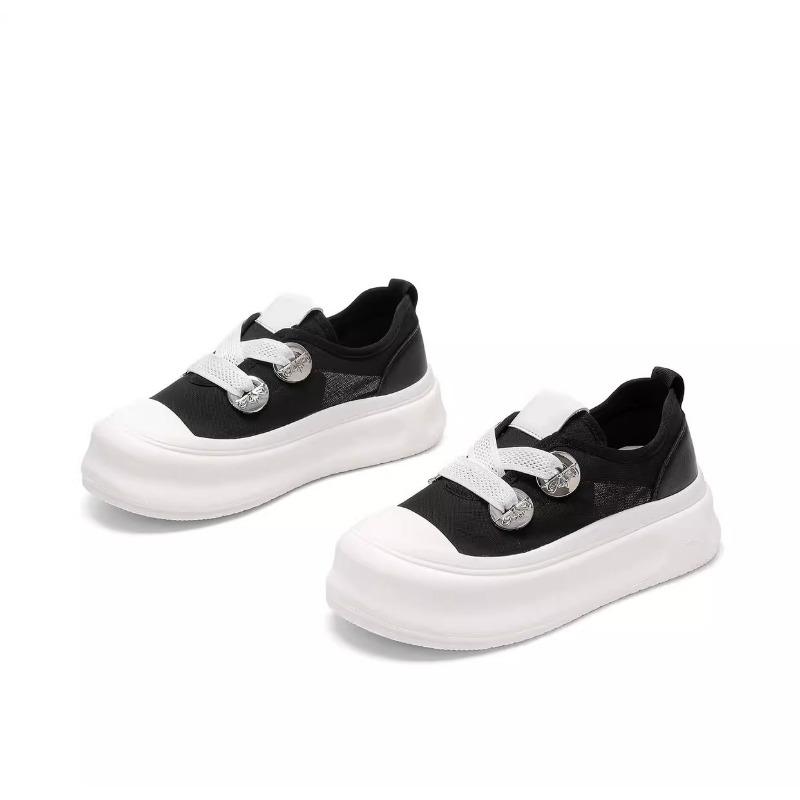 Fashion Casual White Shoes Women's Summer Thick Bottom Lace up Mesh Breathable All-Matching Casual Sports Board Shoes