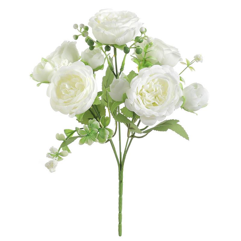 Artificial Flowers Fake Silk White Peonies Used for Home Room Vase Decoration Christmas Wreath Wedding Bouquet Party Accessories