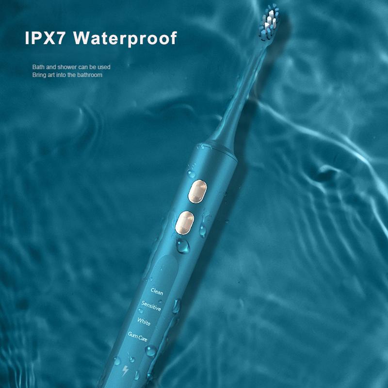 Brosse à dents électrique sonique à ultrasons avec désinfection UV Chargement par induction pour adultes Brosses à dents électroniques 2 têtes de brosse