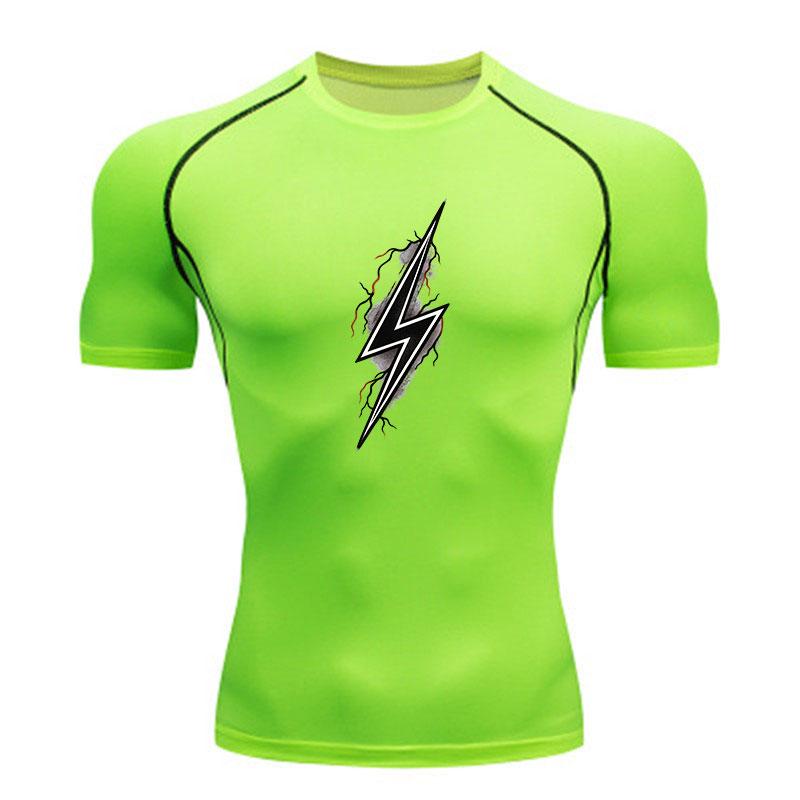 Men's Compression Fitness Sports T-Shirt, Lightning Graphic