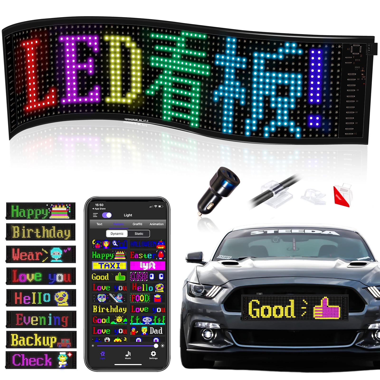

JDVOOTD LED Electronic Freely 200 Japanese Instructions App Easy Small LED 13 Can Display and LED Perfect for Food and Shop Signs x Signboard,