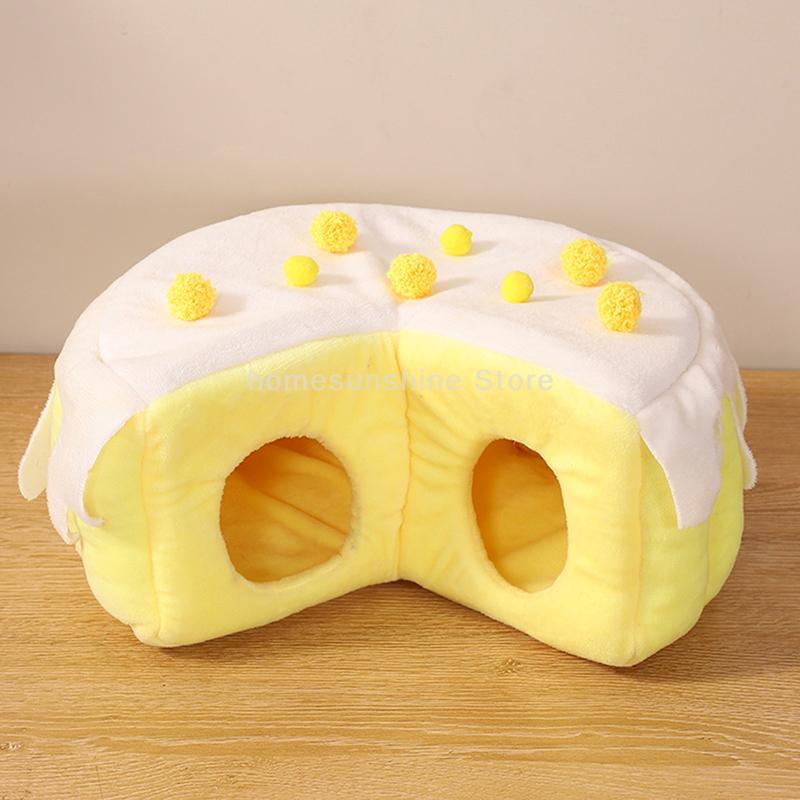 Cute Cake Cotton Plush Hamsters Playing Tunnels Cotton Nest Winter Warm Nest For Ferret Guinea Pigs Squirrels Small Pet Toys