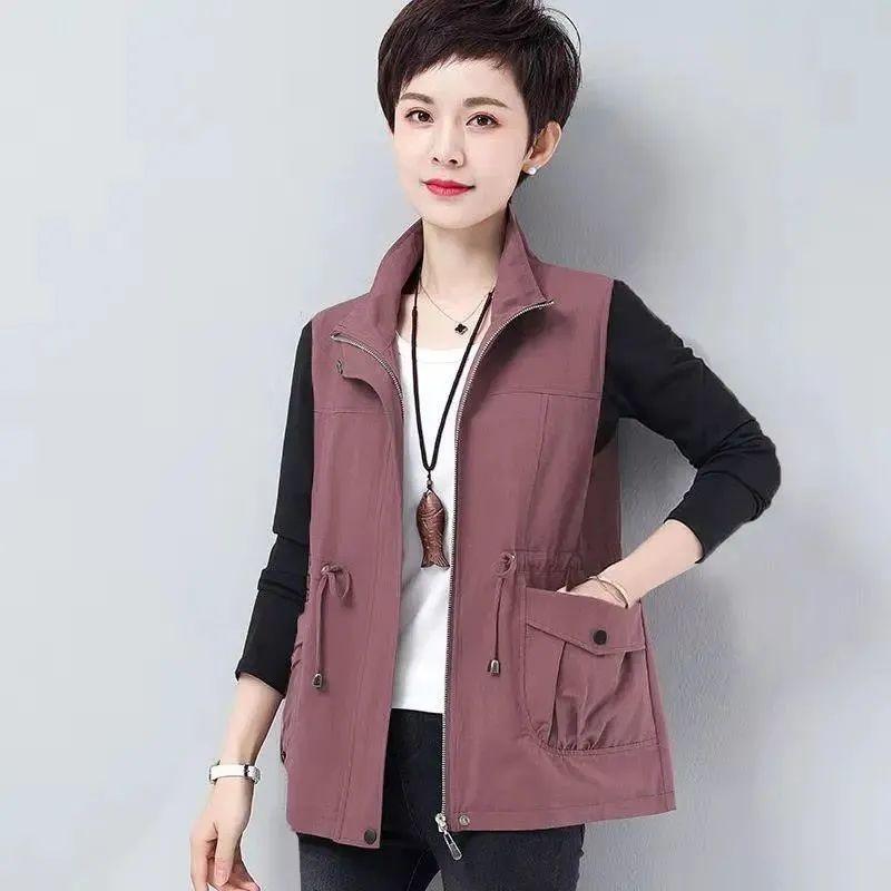 

Короткий жилетный жакет женский приталенный весенне-осенний повседневный верхняя одежда жилет женский свободный из чистого хлопка без рукавов пальто XS