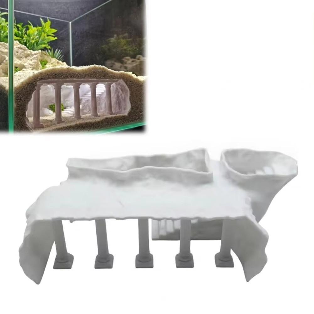 Simulated Aquarium Cave Tunnel Artificial Roman Column Shrimp Hiding House  For Home Office Desk