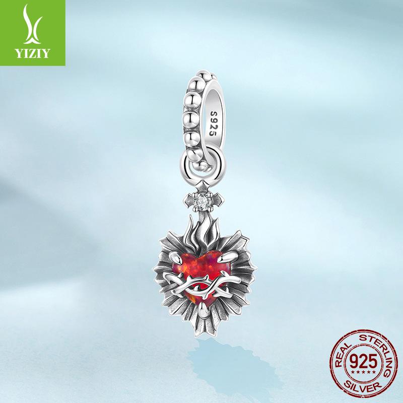 

Винтажный кулон в виде креста и сердца, аксессуары, популярное серебро 925 пробы, Священное Сердце, бусины для DIY