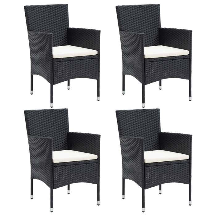 Maison Exclusive - Ensemble à dîner de jardin avec coussins 5 pcs poly rotin noir