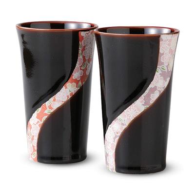 RAO3Z Ranchant Paar Bier Kyoto Arita Hergestellt in Japan Tassen, Mehrfarbig, 8,1x13,5cm, Yuzen, Keramik,