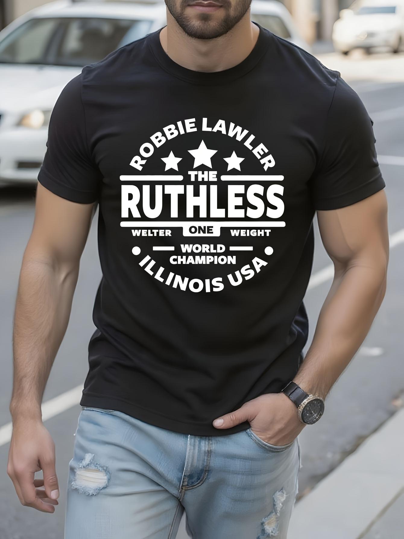 Robbie Lawler The Ruthless Design - Black Wrestling Graphic Tee with ONE WORLD CHAMPION Text T-shirt M