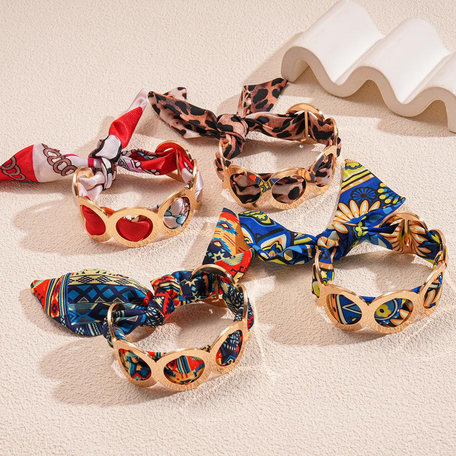 Fabric Silk Scarf Winding Hollow Round Open Bracelet Retro Bracelet