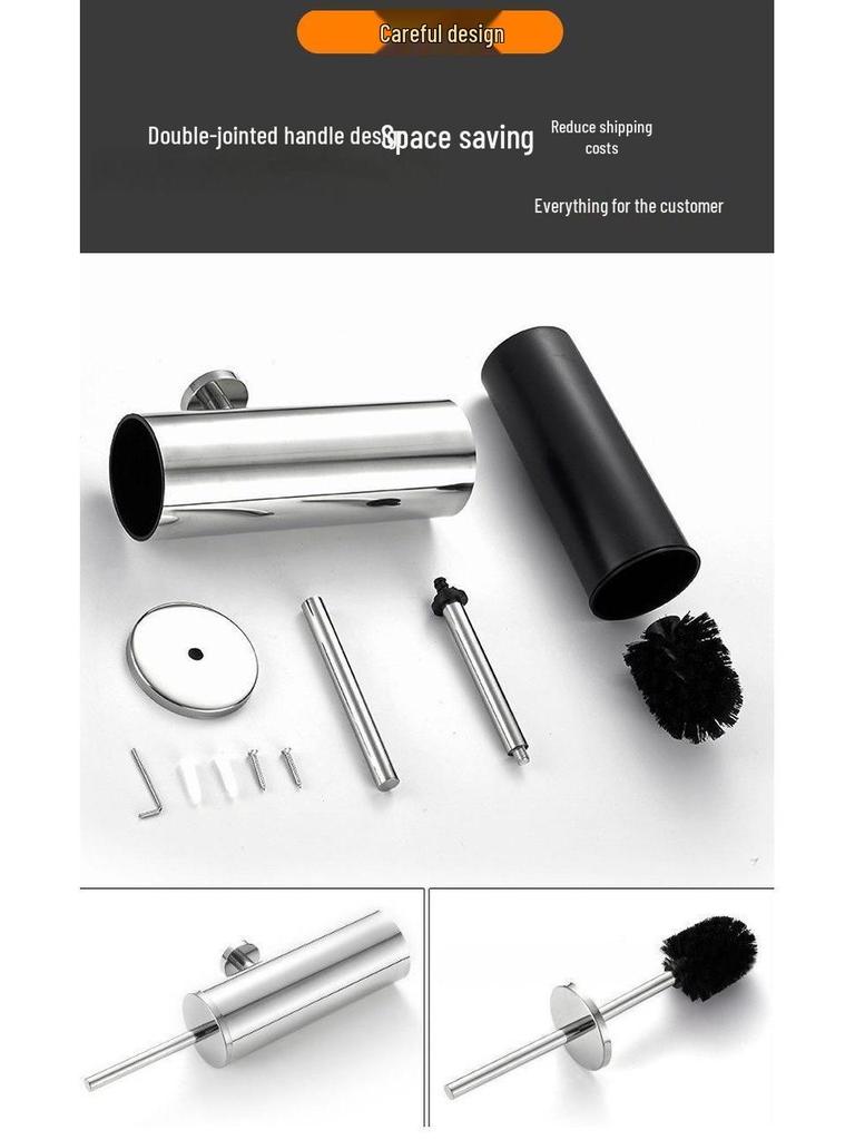 Stainless Steel Wall-Mounted Toilet Brush Set, Punch-Free & Odor-Proof.