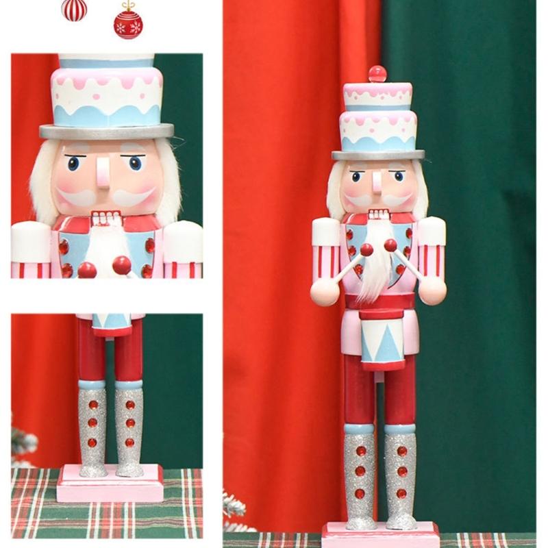 Festival 38CM/15inch Macaron Colored Drummers Dolls, Wood Table Decoration for Holiday Baking Enthusiasts